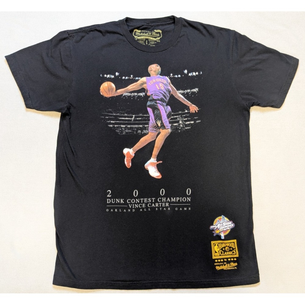 Toronto Raptors Shirt Mens Large Black Mitchell Ness Vince Carter Y2K NBA